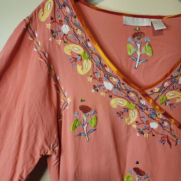 Soft Surroundings Floral Embroidered Tunic Top Womens XL Boho Festival Artsy - Picture 4 of 13